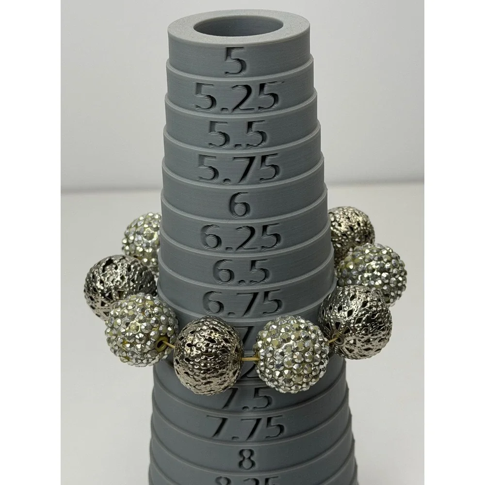 Silver Tone Filigree‎ and Pavé Rhinestone Beaded Stretch Statement Bracelet